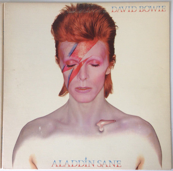 Image of Front Cover of LP - VG/VG - DAVID BOWIE, Aladdin Sane (RCA Victor; RS 1001, UK 1970s Reissue, Gatefold, Inner), Light marks, names written on back cover, edge wear, sticker mark,  - 3546003S