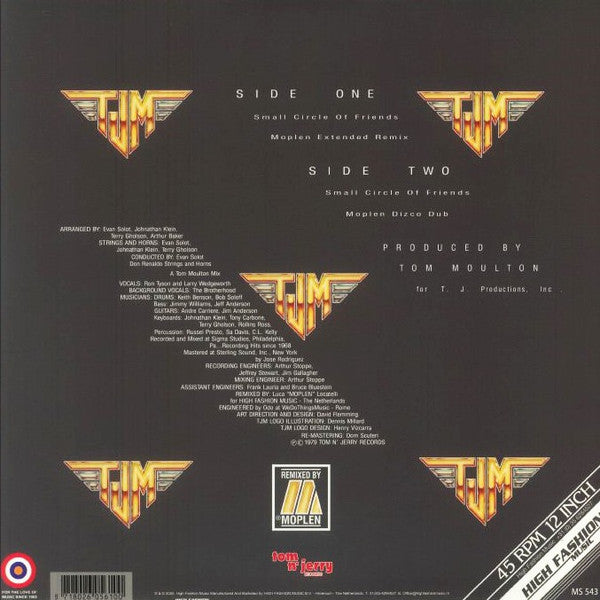 Image of Back Cover of 12" - VG+/VG+ - TJM, Small Circle Of Friends (Luca Moplen Remixes) (High Fashion Music; MS 543, Netherlands 2025, Picture Sleeve), ,  - 3526006E