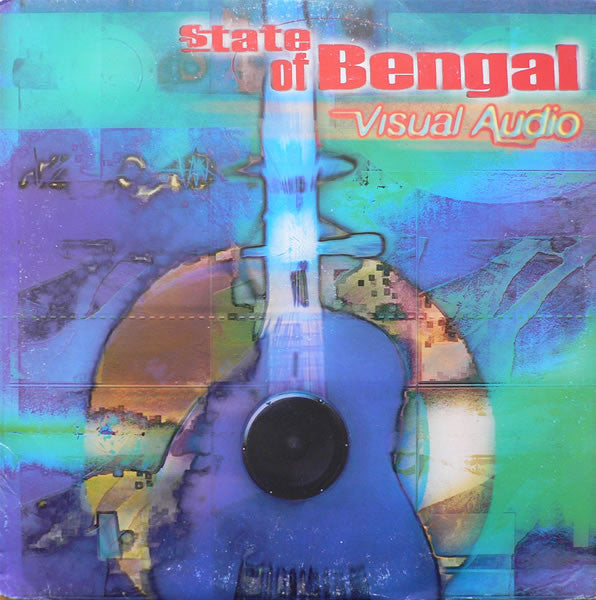 Image of Front Cover of 3xLP - VG/VG - STATE OF BENGAL, Visual Audio (One Little Indian; TPLP102, UK 1998, Picture Sleeve), V strong VG, only a handful of very light hairlines. Sleeve has light corner/ring wear, one small split to top spine, Debut studio album by State of Bengal aka Sam Zaman, featuring Deeder Zaman (Asian Dub Foundation), and MC Mushtaq (Fun-Da-Mental).John Bush of AllMusic described the album as "a full-length of intriguing fusion, the harnessing of British club culture's drum'n'bass bre