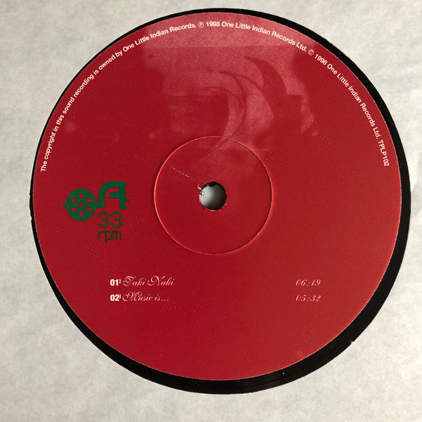 Image of Label Cover of 3xLP - VG/VG - STATE OF BENGAL, Visual Audio (One Little Indian; TPLP102, UK 1998, Picture Sleeve), V strong VG, only a handful of very light hairlines. Sleeve has light corner/ring wear, one small split to top spine, Debut studio album by State of Bengal aka Sam Zaman, featuring Deeder Zaman (Asian Dub Foundation), and MC Mushtaq (Fun-Da-Mental).John Bush of AllMusic described the album as "a full-length of intriguing fusion, the harnessing of British club culture's drum'n'bass bre