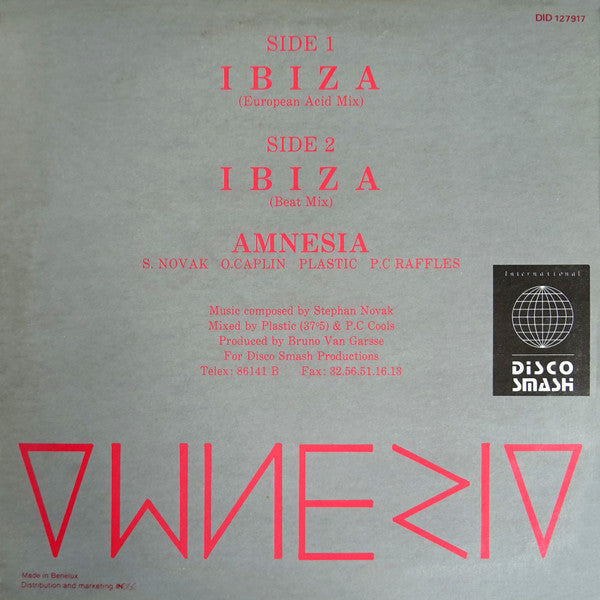 Image of Back Cover of 12" - VG/VG+ - AMNESIA, Ibiza (European Acid Mix) (Indisc; DID 127917, Belgium 1988), ,  - 3546041S