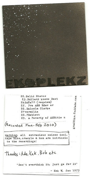 Image of Back Cover of CDR - VG+/VG+ - EKOPLEKZ, Volume 1 (Not On Label (Ekoplekz Self-relea; none, UK 2010, Card Sleeve, Insert), ,  - 3536004E