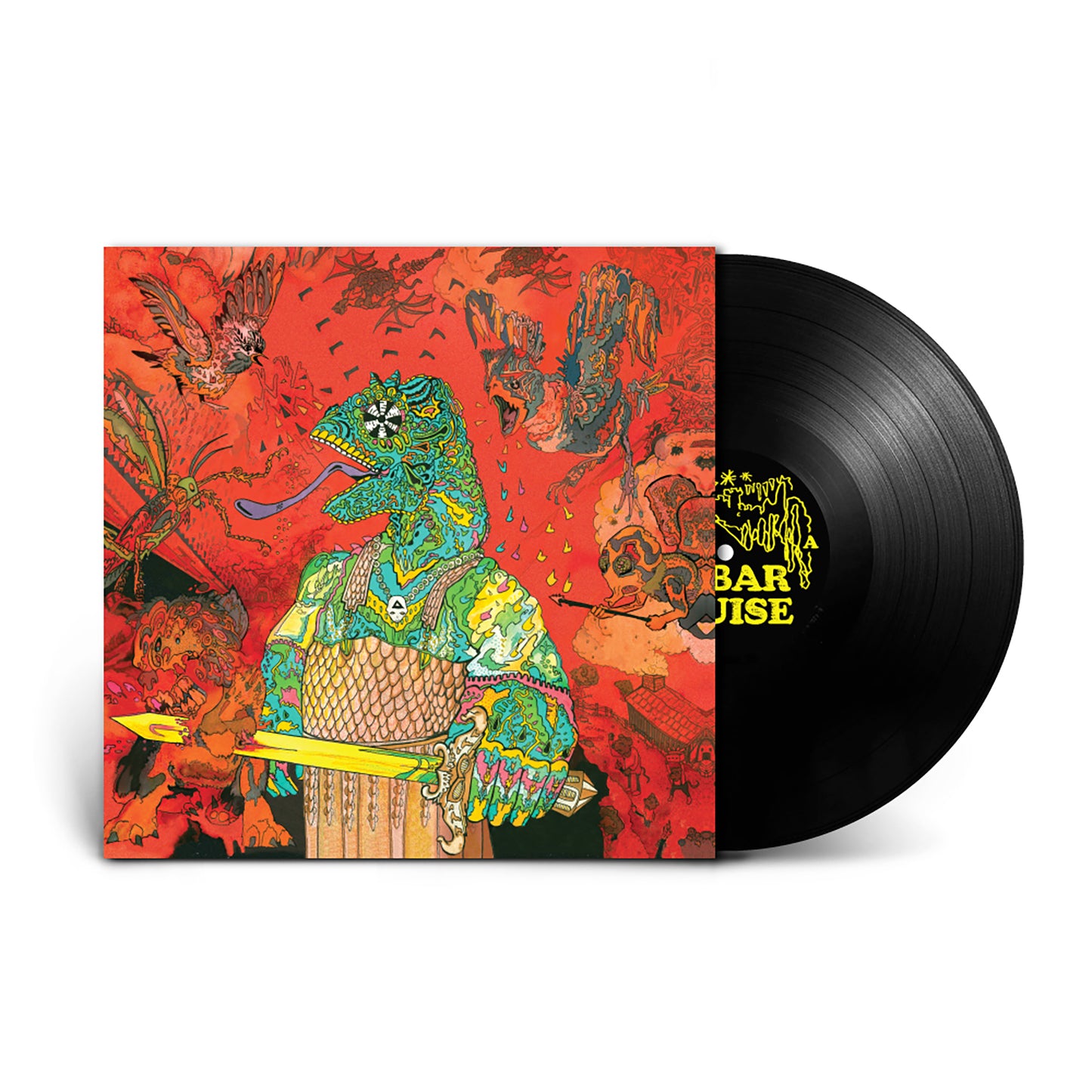 Image of Back Cover of LP - NEW/NEW - KING GIZZARD & THE LIZARD WIZARD, 12 Bar Bruise (Injection Molded Pet Ecosonic LP) (P(Doom) Records; PDOOM-9902, UK 2026 Reissue, Printed Inner, 180g Injection-Molded Opaque Black Pet Record, 100% Recycled Plastic Over Bag), , 12 Bar Bruise is the debut studio album by Australian psychedelic rock band King Gizzard & the Lizard Wizard. It was released on 7 September 2012 and sees the band push forward in their journey of DIY garage rock, following the release of the “Wil