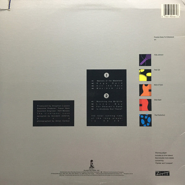 Image of Back Cover of LP - VG/VG+ - FRANKIE GOES TO HOLLYWOOD, Liverpool (Island Records; 90546-1, US 1986, Inner, DMM), Cut-out (notched), inner split. Only embossed "T" visible on side B label.,  - 3516077C
