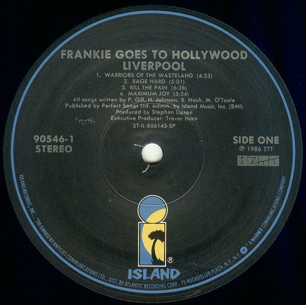 Image of Label Cover of LP - VG/VG+ - FRANKIE GOES TO HOLLYWOOD, Liverpool (Island Records; 90546-1, US 1986, Inner, DMM), Cut-out (notched), inner split. Only embossed "T" visible on side B label.,  - 3516077C