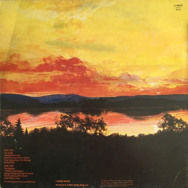 Image of Back Cover of LP - VG/VG+ - JONI MITCHELL, Clouds (Reprise Records Tan Steam Boat Labels With Dipped Pressing Ring; K 44070, UK 1970s Reissue, Non-Textured G&L Sleeve), ,  - 3516087C