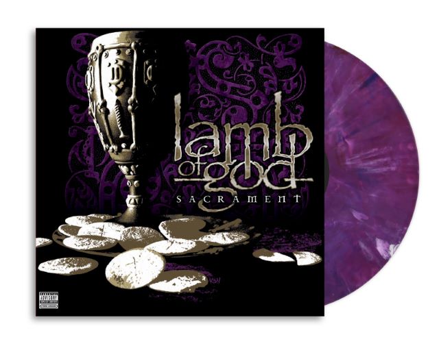 Image of Front Cover of LP - NEW/NEW - LAMB OF GOD, Sacrament (20th Anniversary) (; 19958477691, UK 2026 Reissue, Purple Marble Vinyl), , Sacrament returns on Blackened Purple vinyl to celebrate its 20th anniversary. Originally released in 2006, the album includes “Redneck,” “Walk With Me In Hell,” and “Again We Rise.” Sacrament followed Ashes of the Wake and earned the band its first Grammy nomination with “Redneck.” - 9411579C