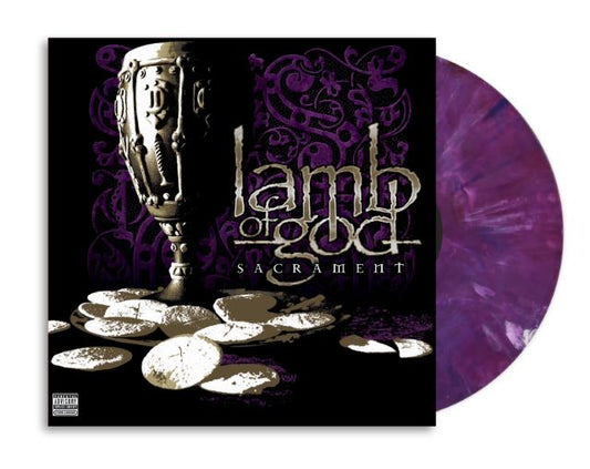 Image of Front Cover of LP - NEW/NEW - LAMB OF GOD, Sacrament (20th Anniversary) (; 19958477691, UK 2026 Reissue, Purple Marble Vinyl), , Sacrament returns on Blackened Purple vinyl to celebrate its 20th anniversary. Originally released in 2006, the album includes “Redneck,” “Walk With Me In Hell,” and “Again We Rise.” Sacrament followed Ashes of the Wake and earned the band its first Grammy nomination with “Redneck.” - 9411579C