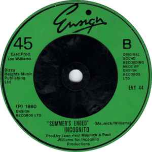 Image of Back Cover of 7" - /EX - INCOGNITO, Parisienne Girl / Summers Ended (Ensign; ENY 44, UK 1980), ,  - 3556038S