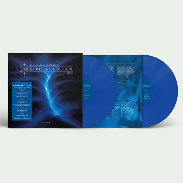 Image of Front Cover of 2xLP - NEW/NEW - SASHA, JOHN DIGWEED, Northern Exposure Redux (South) (Late Night Tales; ALNLP80SX,  2026 Reissue, Printed Insert, 140g Sky Blue Vinyl, Download Code for Mixed and Unmixed tracks ), , Originally released on 27th September 1996, ‘Northern Exposure’ is widely regarded as one of the greatest mix compilations ever made. Thirty years on, it sounds as vital as ever - a testament to the fearless vision that went into its creation. Northern Exposure Redux marks the 30th anniv