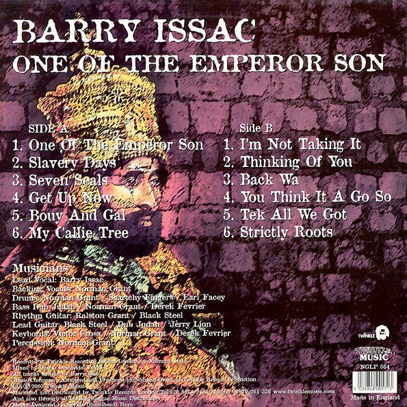 Image of Back Cover of LP - VG+/VG+ - BARRY ISSAC, One Of The Emperor Son (Twinkle Music; NGLP 564, 	UK 2003), ,  - 3516151C