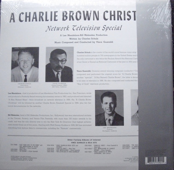 Image of Back Cover of LP - NEW/NEW - THE VINCE GUARALDI TRIO, A Charlie Brown Christmas (Concord; 7275901, Worldwide 2026, Limited Edition180g Heavyweight Black Vinyl), , This is the first Original Jazz Classics reissue of Vince Guaraldi Trio�s A Charlie Brown Christmas, the biggest selling jazz album of all time. Featuring all the beloved compositions from the PEANUTS holiday special, the album sees Guaraldi joined by Fred Marshall, Monty Budwig, Jerry Granelli and Colin Bailey. This new edition of the al