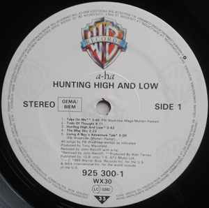 Image of Label Cover of LP - VG/VG - A-HA, Hunting High And Low (Warner Bros. Records; 925 300-1, Europe 1985, Inner, Damont), Scuffs & hairlines, edge & ring wear, sticker mark,  - 3546097S