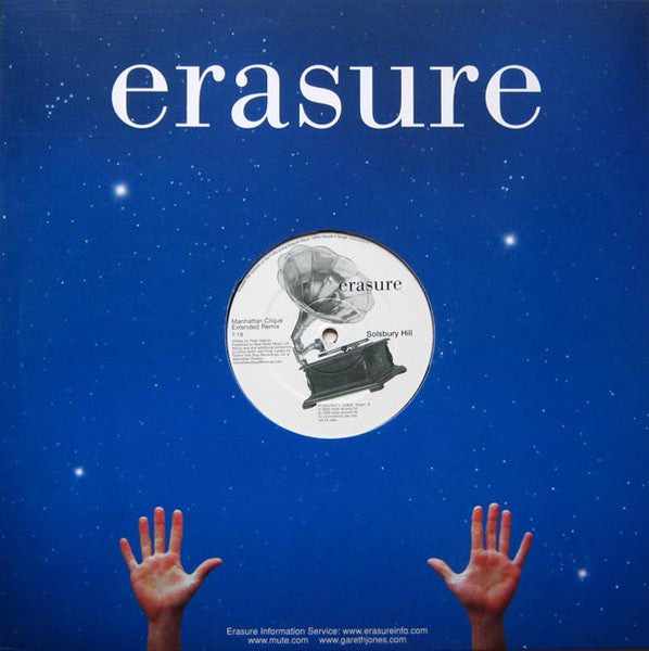 Image of Front Cover of 12" - VG/VG - ERASURE, Solsbury Hill (Mute; P12MUTE275, UK 2002, Promo, Die Cut Sleeve), Strong VG. Sticker with track list has been stuck to front of sleeve., A. Solsbury Hill (Manhattan Clique Extended Remix) 7:19B1. Solsbury Hill (Radio Mix) 3:55B2. Solsbury Hill (Album Version) 4:20 - 2516080C