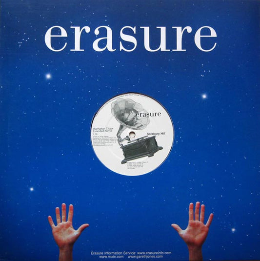 Image of Front Cover of 12" - VG/VG - ERASURE, Solsbury Hill (Mute; P12MUTE275, UK 2002, Promo, Die Cut Sleeve), Strong VG. Sticker with track list has been stuck to front of sleeve., A. Solsbury Hill (Manhattan Clique Extended Remix) 7:19B1. Solsbury Hill (Radio Mix) 3:55B2. Solsbury Hill (Album Version) 4:20 - 2516080C
