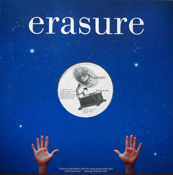 Image of Back Cover of 12" - VG/VG - ERASURE, Solsbury Hill (Mute; P12MUTE275, UK 2002, Promo, Die Cut Sleeve), Strong VG. Sticker with track list has been stuck to front of sleeve., A. Solsbury Hill (Manhattan Clique Extended Remix) 7:19B1. Solsbury Hill (Radio Mix) 3:55B2. Solsbury Hill (Album Version) 4:20 - 2516080C