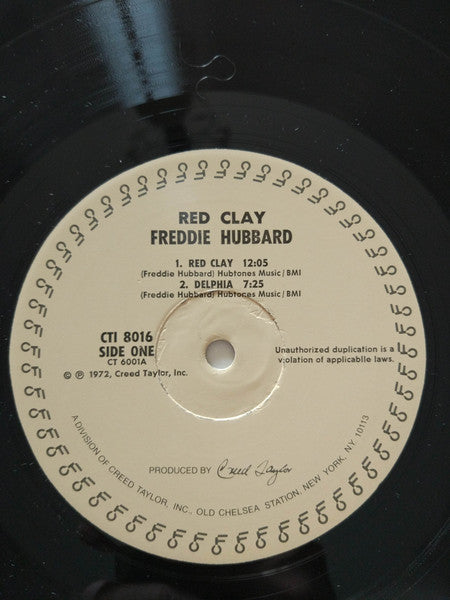 Image of Label Cover of LP - VG/G+ - FREDDIE HUBBARD, Red Clay (CTI Records; CTI 8016, US 1982 Reissue, Stereo), Ring Wear, Writing On Front Sleeve,  - 3546090S