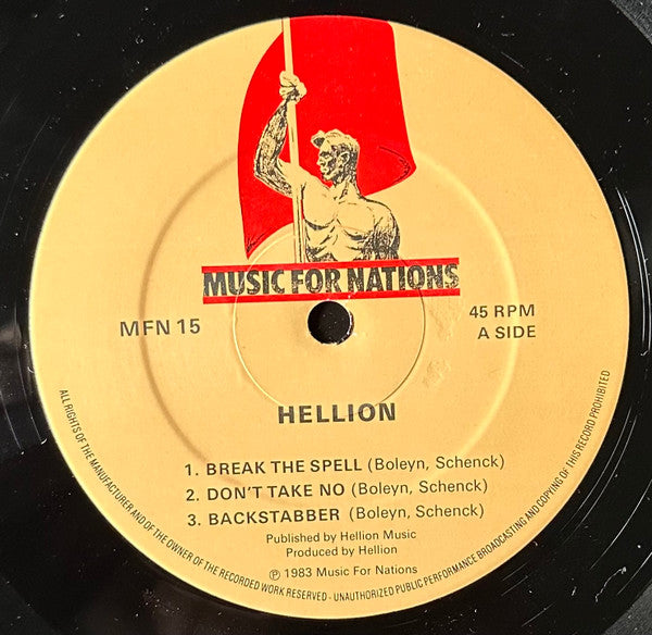 Image of Label Cover of Mini-LP - VG/VG - HELLION, Hellion (Music For Nations Large Pressing Ring; MFN 15, UK 1984), ,  - 3516081C