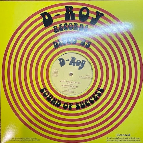 Image of Front Cover of 12" - EX/EX - ROMAN STEWART / THE REVOLUTIONARIES, What You Wanna Do / Rockers Delight (D-Roy Records; , UK 2022 Reissue, Company Sleeve, Black Inner), ,  - 3516182C