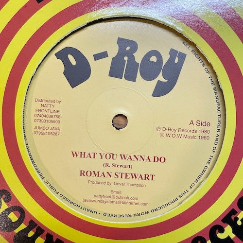 Image of Label Cover of 12" - EX/EX - ROMAN STEWART / THE REVOLUTIONARIES, What You Wanna Do / Rockers Delight (D-Roy Records; , UK 2022 Reissue, Company Sleeve, Black Inner), ,  - 3516182C
