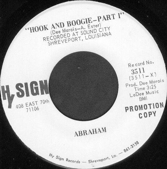 Image of Front Cover of 7" - /VG+ - ABRAHAM, Hook And Boogie (Hy Sign; 3511, US 1972, Promo), ,  - 3556064S