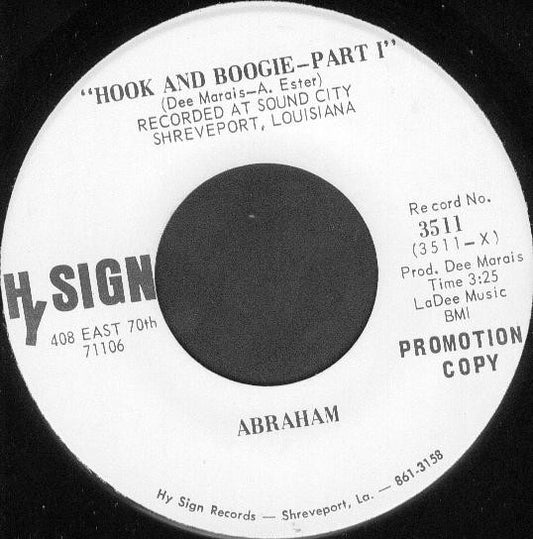 Image of Front Cover of 7" - /VG+ - ABRAHAM, Hook And Boogie (Hy Sign; 3511, US 1972, Promo), ,  - 3556064S