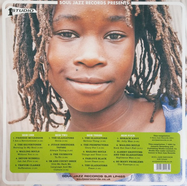 Image of Back Cover of 2xLP - EX/EX - VARIOUS ARTISTS, Fire Over Babylon (Dread, Peace And Conscious Sounds At Studio One) (Soul Jazz Records; SJR LP465, UK 2021, Gatefold, 2 Inners), ,  - 3516185C