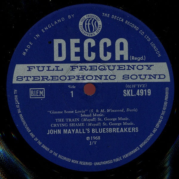 Image of Label Cover of LP - VG/VG - JOHN MAYALL, The Diary Of A Band Volume Two (Decca Unboxed Blue Labels With JT Tax Code ; SKL 4919, UK 1968, Laminated Front Sleeve With Indicator Hole , Stereo), ,  - 3516093C