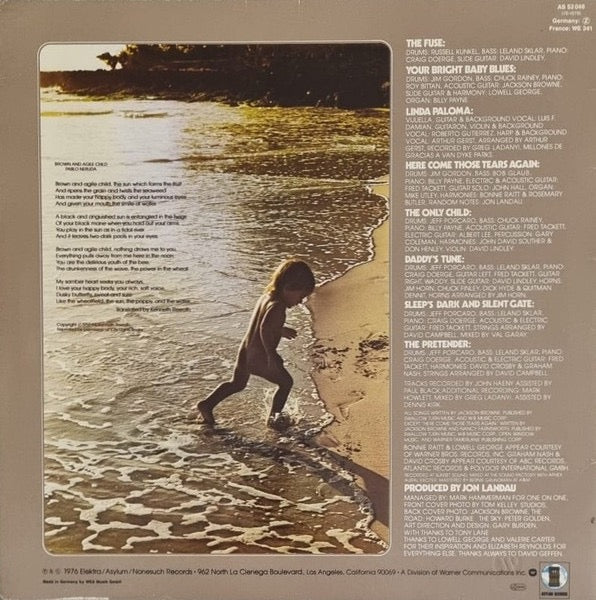 Image of Back Cover of LP - VG/VG+ - JACKSON BROWNE, The Pretender (Asylum Records; AS 53 048, Europe 1980s Reissue, Inner), ,  - 3516093C