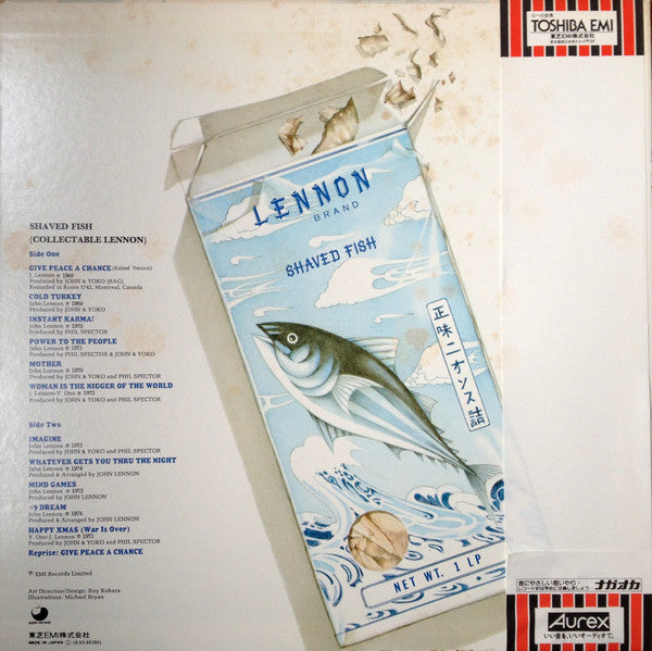 Image of Back Cover of LP - VG+/VG+ - JOHN LENNON / PLASTIC ONO BAND, Shaved Fish (Apple Records; EAS-80380, Japan 1980 Reissue, Inner & Insert, With Grey Obi), ,  - 3516084C
