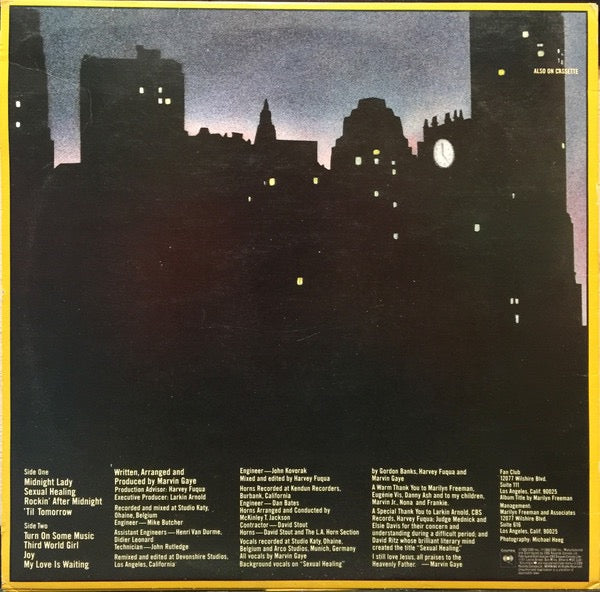 Image of Back Cover of LP - VG/VG - MARVIN GAYE, Midnight Love (Columbia; FC 38197, Canada 1982, Insert), ,  - 3516242C