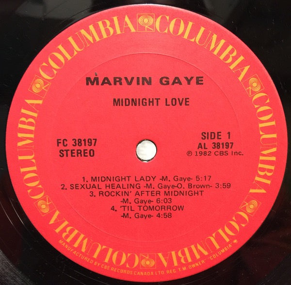 Image of Label Cover of LP - VG/VG - MARVIN GAYE, Midnight Love (Columbia; FC 38197, Canada 1982, Insert), ,  - 3516242C