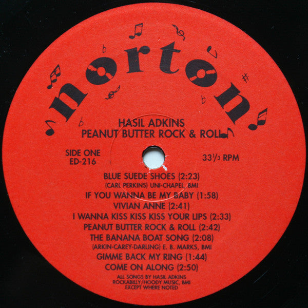 Image of Label Cover of LP - VG+/VG+ - HASIL ADKINS, Peanut Butter Rock And Roll (Norton Records; ED-216, US Reissue), ,  - 3546137S