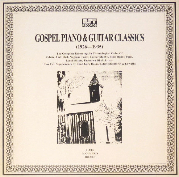 Image of Front Cover of LP - VG/VG+ - VARIOUS, Gospel Piano & Guitar Classics (1926-1935) (RST Records; BD-2003, Austria 1987, Mono), ,  - 3516199C