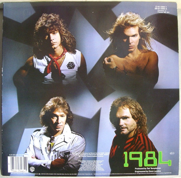 Image of Back Cover of LP - VG/VG - VAN HALEN, 1984 (Warner Bros - No Rights Box; 92-3985-1, UK 1983, MCMVXXXIV Sticke on Front Sleeve, Inner), ,  - 3526079E