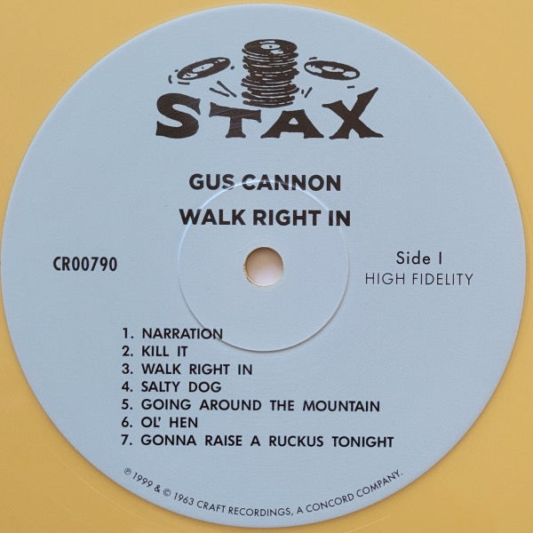 Image of Label Cover of LP - VG+/EX - GUS CANNON, Walk Right In (Stax; 702, US 2024 Reissue, Pasteback Sleeve, Insert, With Obi, Yellow Vinyl), ,  - 3516311C