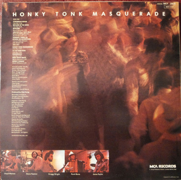 Image of Back Cover of LP - VG/VG+ - JOE ELY, Honky Tonk Masquerade (MCA Records; MCF 2832, UK 1978, No HTM In Runout), ,  - 3516255C