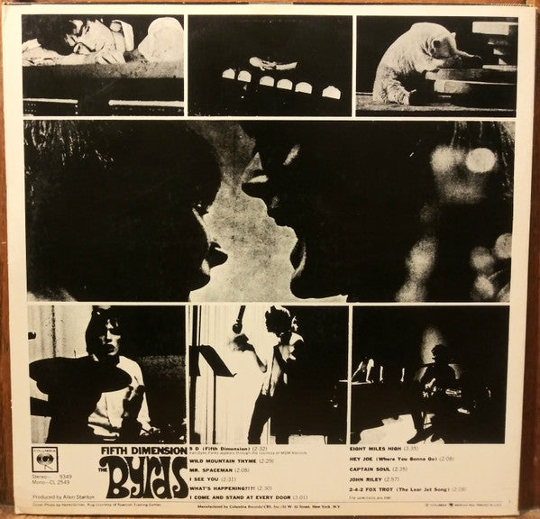 Image of Back Cover of LP - VG/VG - THE BYRDS, Fifth Dimension (Columbia; 9349, US , Fifth Demension Misprint on Labels), ,  - 3526110E