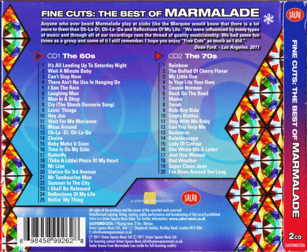 Image of Back Cover of CD - VG+/VG+ - THE MARMALADE, Fine Cuts: The Best Of Marmalade (Salvo; SALVOMDCD26, Europe 2011, Promo Only, Digipak), ,  - 3556072S
