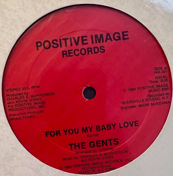 Image of Front Cover of 12" - /VG+ - THE GENTS, For You My Baby Love (Positive Image Records; PIR-101, US 1984), ,  - 3546177S