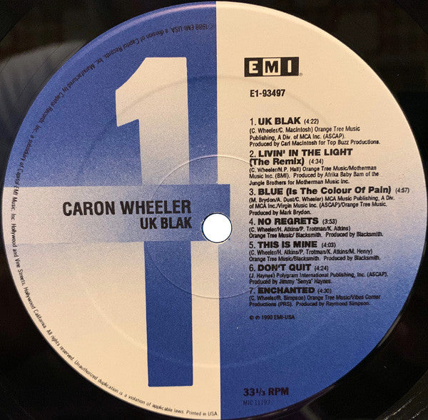 Image of Label Cover of LP - EX/EX - CARON WHEELER, UK Blak (EMI ; E1-93497, US 1990), ,  - 3546149S