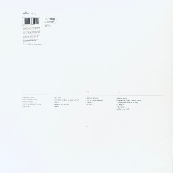 Image of Back Cover of 2xLP - VG/VG - PET SHOP BOYS, Discography (The Complete Singles Collection) (Parlophone BIEM/GEMA Rights; 168 7 97994 1, Europe 1991, 2 Inners), ,  - 3516261C
