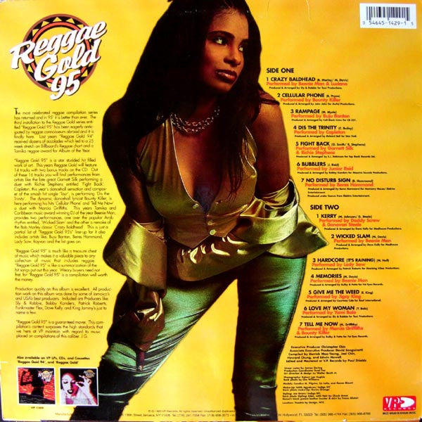 Image of Back Cover of 12" - VG/VG+ - VARIOUS ARTISTS, Reggae Gold 95 (VP Records; VPRL 1429, US 1995, Yellow Vinyl), ,  - 3526144E