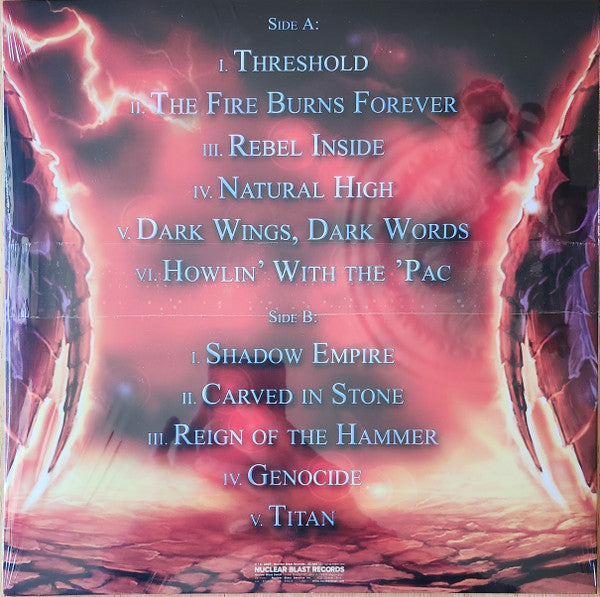 Image of Back Cover of LP - G+/EX - HAMMERFALL, Threshold (Nuclear Blast Records; NBR 17524, Europe 2025, Insert, Blue Vinyl), Damp Damage to Rear Sleeve,  - 3526117E