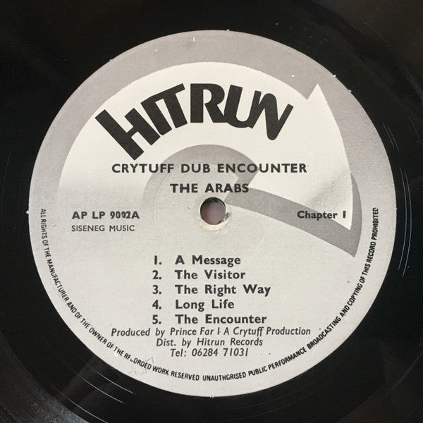 Image of Label Cover of LP - G+/G - THE ARABS, Crytuff Dub Encounter Chapter 1 (Hitrun; APLP 9002, UK 1978), Lots of marks across each side, with noticeable crackle throughout the entire record.,  - 3546181S