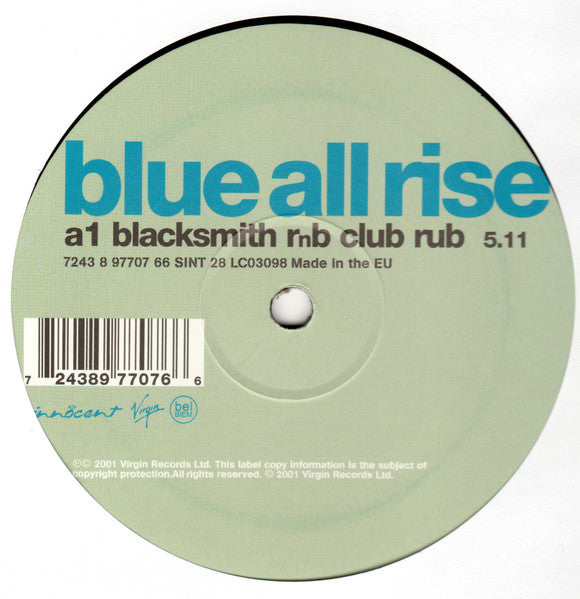 Image of Label Cover of 12" - VG+/VG+ - BLUE, All Rise (Virgin; 7243 8 97707 66 SINT 28, UK 2001, Picture Sleeve), ,  - 3516323C