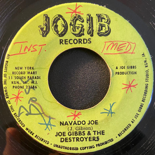 Image of Front Cover of 7" - /G - JOE GIBBS & THE DESTROYERS, Navado Joe / Straight To The Head (Jogib Records; none, Jamaica ), Marks on disc. Evidence of previous price sticker on label.,  - 3526138E
