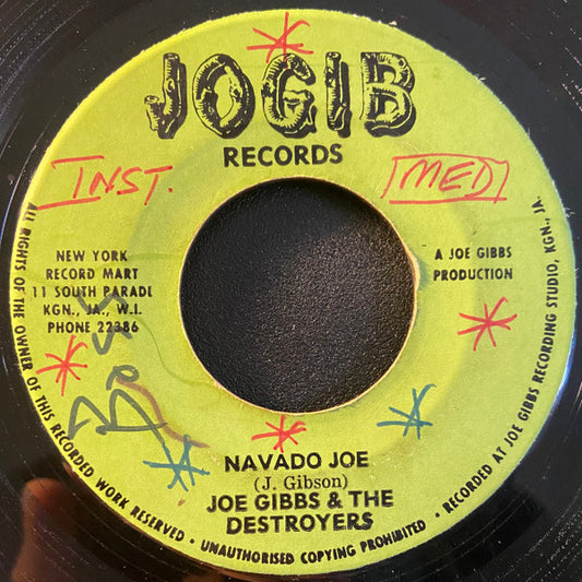 Image of Front Cover of 7" - /G - JOE GIBBS & THE DESTROYERS, Navado Joe / Straight To The Head (Jogib Records; none, Jamaica ), Marks on disc. Evidence of previous price sticker on label.,  - 3526138E