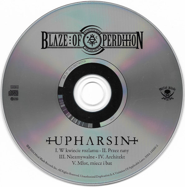 Image of Label Cover of CD - VG+/VG+ - BLAZE OF PERDITION, Upharsin (Metal Blade Records; 3984-16080-2, Europe 2024, Digipak), ,  - 3536097E