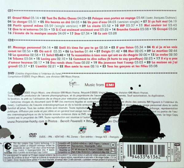 Image of Back Cover of 2xCD - VG+/VG+ - FRAN OISE HARDY, Le Temps Des Souvenirs (Virgin Music; 0946 3 36136 2 1, France 2005), ,  - 3556080S